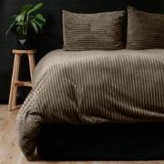 Sleeptime Rib Teddy Dekbedovertrek Taupe-Lits-jumeaux (240 x 200/220 c...