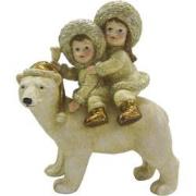 Clayre & Eef Beeld Kinderen 13x7x15 cm Beige Goudkleurig Polyresin Ker...