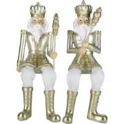 Clayre & Eef Beeld set van 2 Notenkraker 12 cm Goudkleurig Wit Polyres...