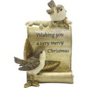 Clayre & Eef Beeld Vogel 15 cm Goudkleurig Bruin Polyresin Merry Chris...