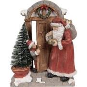 Clayre & Eef Kerstdecoratie met LED-verlichting Kerstman 18x8x22 cm Ro...