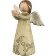 Clayre & Eef Decoratie Beeld Engel 12 cm Groen Polyresin Kerstdecorati...