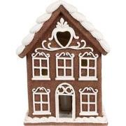 Clayre & Eef Gingerbread house met LED 17x10x22 cm Bruin Kunststof Pep...