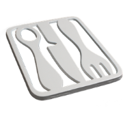 Onderzetter wit metalen design bestek - Set van 2