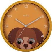 Karlsson - Wandklok Peekaboo Dog - Geel- Ø30,8cm