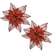 Clayre & Eef Kersthanger Set van 2 Kerstster 15 cm Rood Kunststof