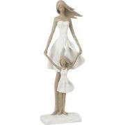 J-Line - Moeder Met Dochter Poly Wit/taupe L - 15.5x10x45cm