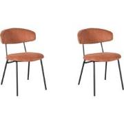 LABEL51 Eetkamerstoel Zack - Rust - Ribcord - set van 2