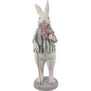 Clayre & Eef Beeld Konijn 12x9x31 cm Wit Groen Polyresin Woonaccessoir...