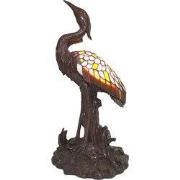 Lumilamp Tiffany Tafellamp Vogel 58 cm Bruin Geel Glas