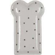 Clayre & Eef Ontbijtbord  10x17 cm Wit Keramiek Stippen Bord