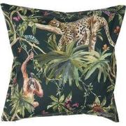 Clayre & Eef Kussenhoes  45x45 cm Groen Zwart Polyester Vierkant Jungl...