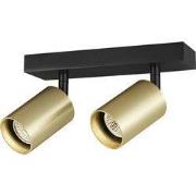 Tabor 2L GU10 (excl) zwart + geborsteld goud, spot