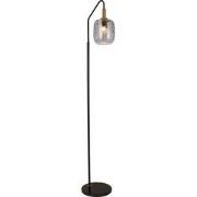 OKIRU Vloerlamp E27 Zwart + as grijs glas Ø180mm