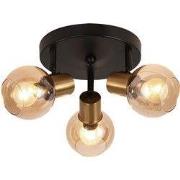 Iris plafond licht 3x E14 amber glas