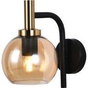 OSIRA Wandlicht E27 Zwart + goud, amber glas Ã˜150mm