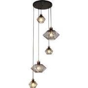SHURU 5x E27 pendel zwart+koper
