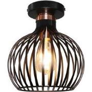 RAGA 1x E27 plafondlamp zwart + koper