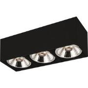 BOX-3L vierkant zwart incl. 3x AR111 12,4W 2700K