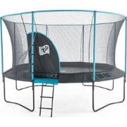 TP Toys Trampoline 427 cm Genius 14 - met veiligheidsnet - Zwart/blauw