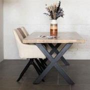 Eettafel Rechthoek 240cm - Naturel Mangohout - X-poot