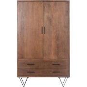 Kast Donkerbruin Mangohout - 110x40x180 - Metaal - Ubud - Giga Meubel