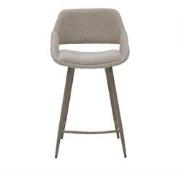 Barstoel Stof Beige - Zithoogte	65cm - 50x50x97cm - Jess - Set van 2