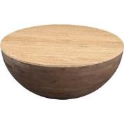 Salontafel Travertin - Donkerbruin Mangohout - 90x90x38cm - Aiden