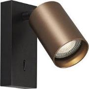 TABOO 1L GU10 (excl) zwart + geborsteld brons, wand licht