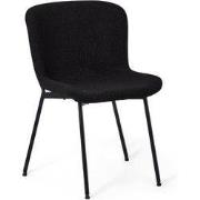 Eetkamerstoel Bouclé Zwart - Zithoogte 49cm - 52x61x80cm - Teddy - Set...