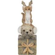 Clayre & Eef Beeld Dieren 5x5x13 cm Bruin Wit Polyresin Dieren Kerstde...