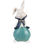 Clayre & Eef Beeld Konijn 9x8x21 cm Turquoise Polyresin Woonaccessoire...