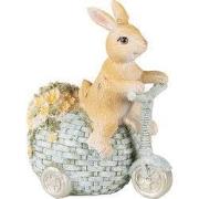 Clayre & Eef Beeld Konijn 13 cm Bruin Blauw Polyresin Woonaccessoires
