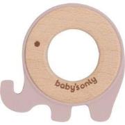 Baby's Only Houten baby bijtring - Bijtspeeltje olifant - Oud Roze