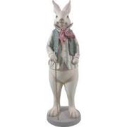 Clayre & Eef Beeld Konijn 17x15x53 cm Wit Groen Polyresin Woonaccessoi...