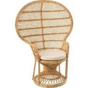 J-Line - Stoel Pauw Met Kussen Rotan Naturel - 105x67x133cm