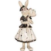 Clayre & Eef Decoratie Beeld Konijn 30 cm Beige Zwart Kunststof