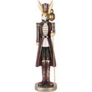 Clayre & Eef Decoratie Beeld Konijn 47 cm Beige Rood Kunststof
