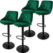 Set van 2 barkrukken 2x groene fluwelen bekleding met rugleuning en vo...