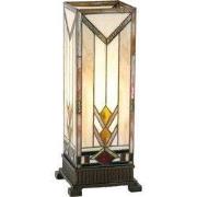 Lumilamp Tiffany Tafellamp 18x18x45 cm Beige Geel Glas