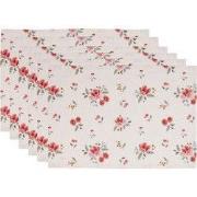 Clayre & Eef Placemats Set van 6  48x33 cm Beige Katoen Rechthoek Roze...