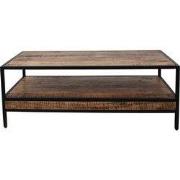 Clayre & Eef Salontafel  110x55x40 cm Bruin Zwart Hout Ijzer Bijzettaf...