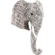 Clayre & Eef Wanddecoratie Olifant 40 cm Wit Zwart Papier Ijzer Textie...