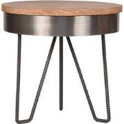 LABEL51 Bijzettafel Saran - Grijs - Mangohout - 44 cm - Rond