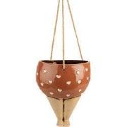 Clayre & Eef Plantenhanger 17x15x20 cm Roze Beige Keramiek Vrouw Bloem...