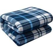Clayre & Eef Plaid 180x200 cm Blauw Polyester Ruiten Deken