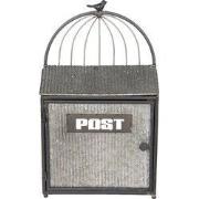 Clayre & Eef Brievenbus  29x12x48 cm Grijs Bruin Metaal Rechthoek Post...