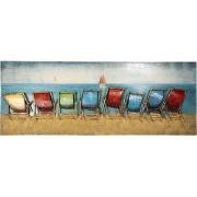 Clayre & Eef Metalen schilderij  160x60 cm Blauw Rood Ijzer Rechthoek ...