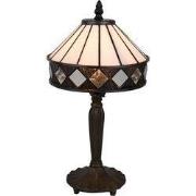 Lumilamp Tiffany Tafellamp Ø 20x36 cm Wit Bruin Glas