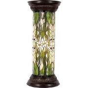 LumiLamp Zuil Tiffany  Ø 31x78 cm  Groen Wit Glas Rond Bloemen Bureaul...